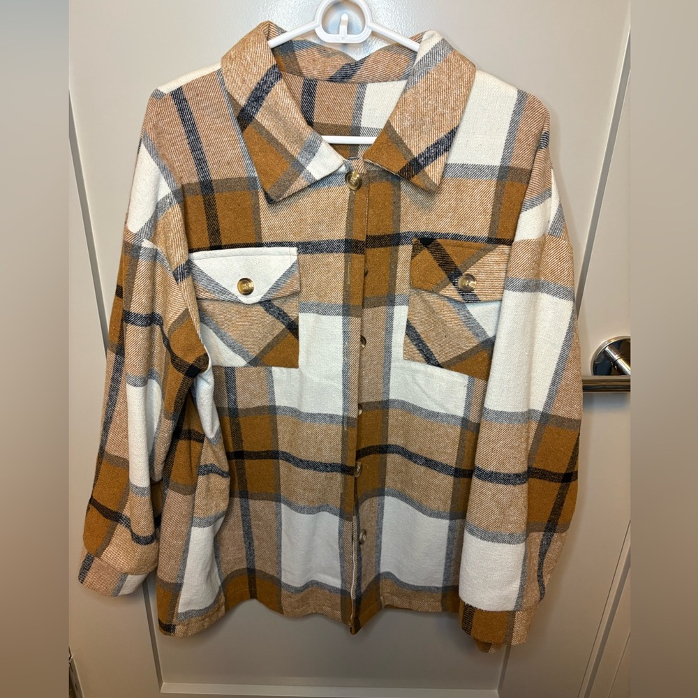 Plaid Button-Up Shirt Jacket